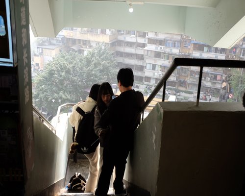 taking stairs in apartment building